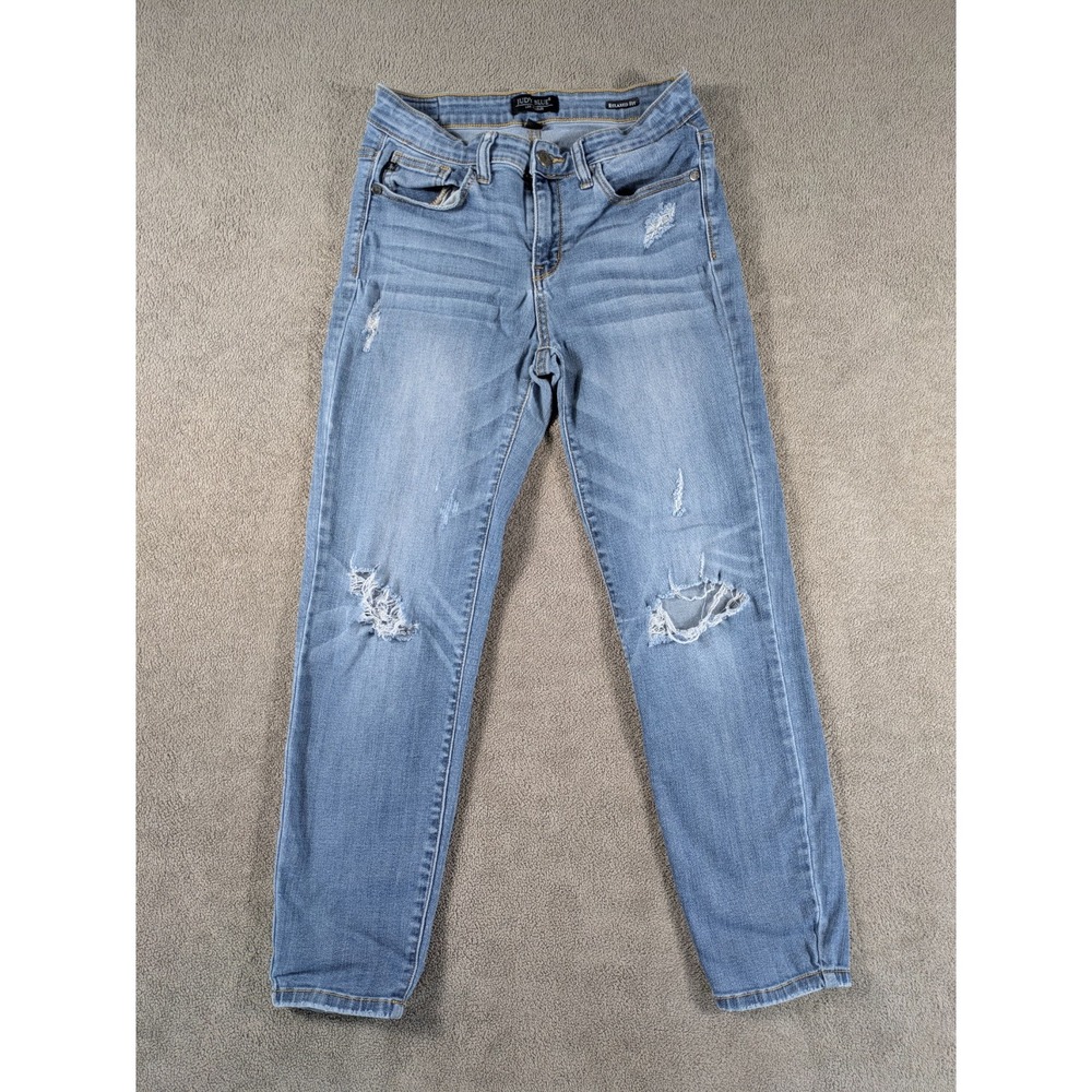 Judy Blue Jeans Womens 9/29 Denim Cotton Stretch Distressed Relaxed Fit Mid Rise